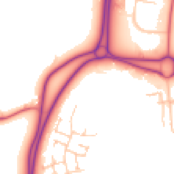 Daytime road noise heatmap for NE23 8BD