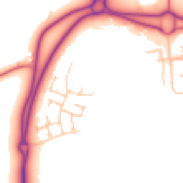 Daytime road noise heatmap for NE23 8BE