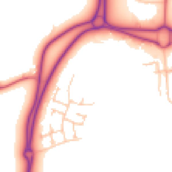 Daytime road noise heatmap for NE23 8BF