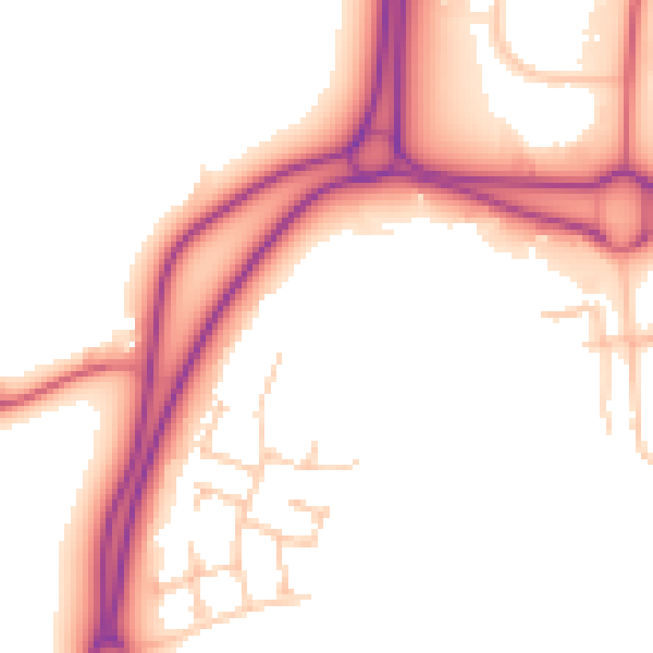 Daytime road noise heatmap for NE23 8BL