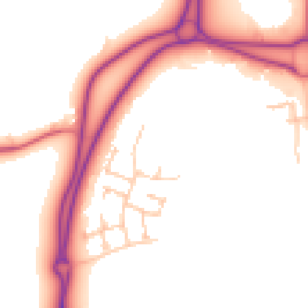 Daytime road noise heatmap for NE23 8EY