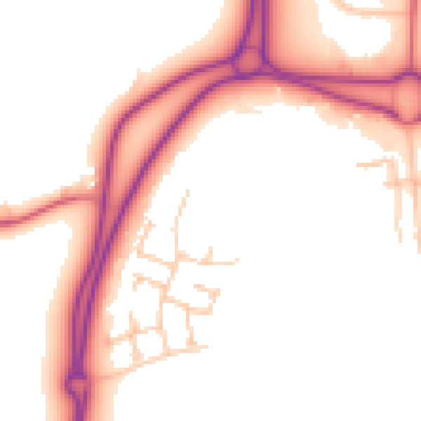 Daytime road noise heatmap for NE23 8EZ