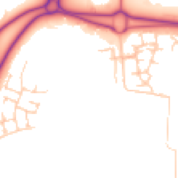 Daytime road noise heatmap for NE23 8FF