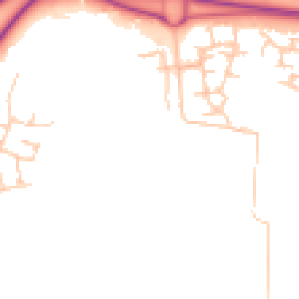 Daytime road noise heatmap for NE23 8FH