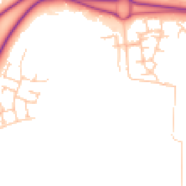 Daytime road noise heatmap for NE23 8FL