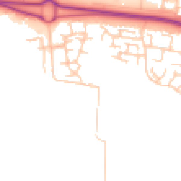 Daytime road noise heatmap for NE23 8FT
