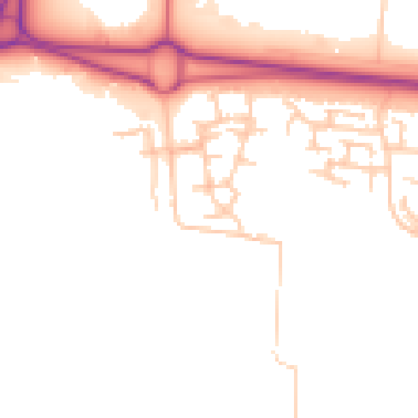 Daytime road noise heatmap for NE23 8JA