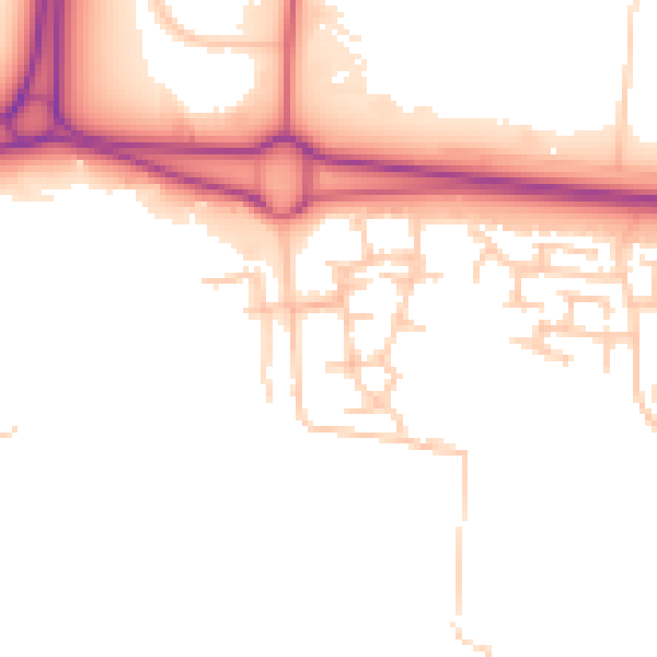 Daytime road noise heatmap for NE23 8JB