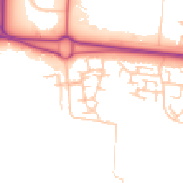 Daytime road noise heatmap for NE23 8JQ