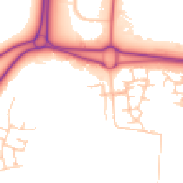 Daytime road noise heatmap for NE23 8JS