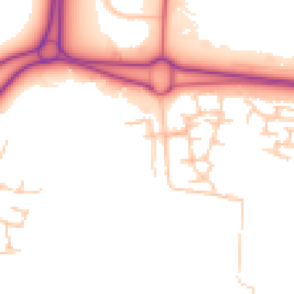 Daytime road noise heatmap for NE23 8JT