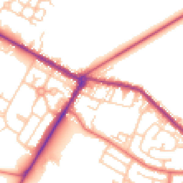Daytime road noise heatmap for NE25 0AA