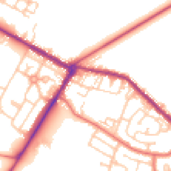Daytime road noise heatmap for NE25 0AD