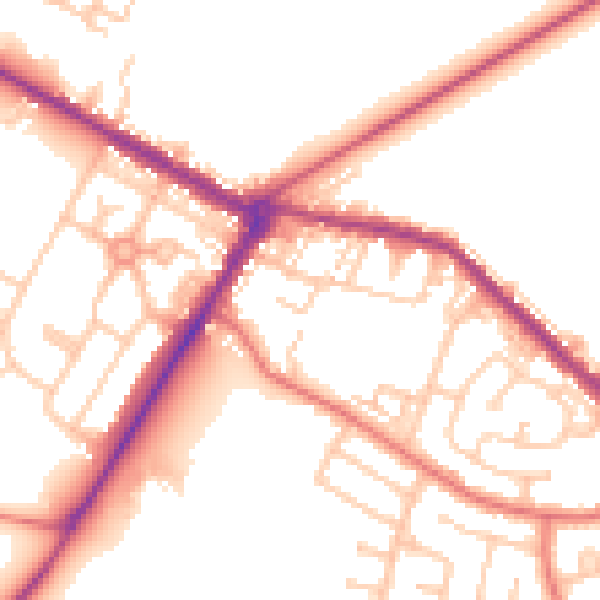 Daytime road noise heatmap for NE25 0AE