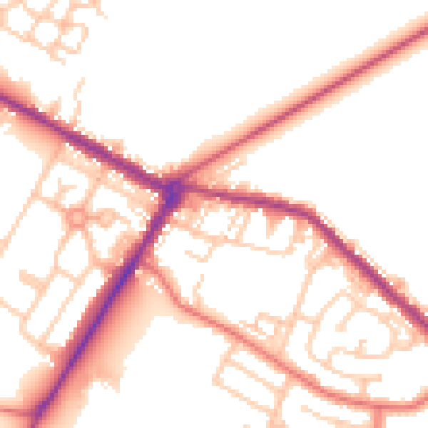 Daytime road noise heatmap for NE25 0AF