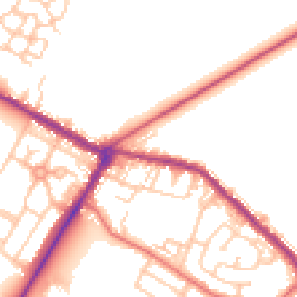 Daytime road noise heatmap for NE25 0AG