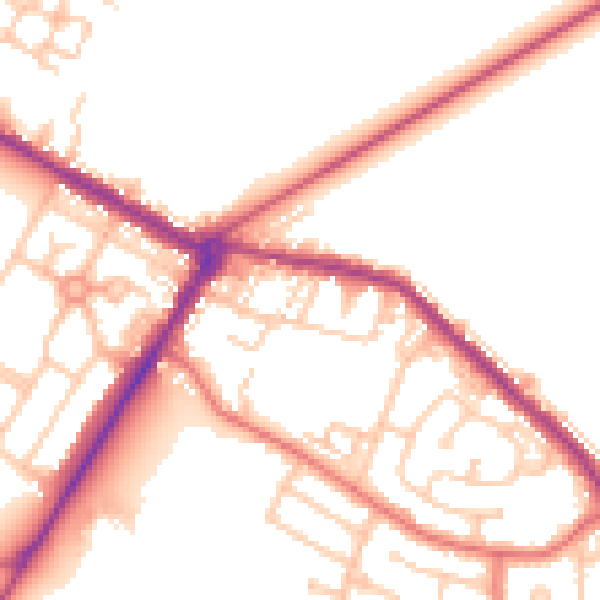 Daytime road noise heatmap for NE25 0AJ