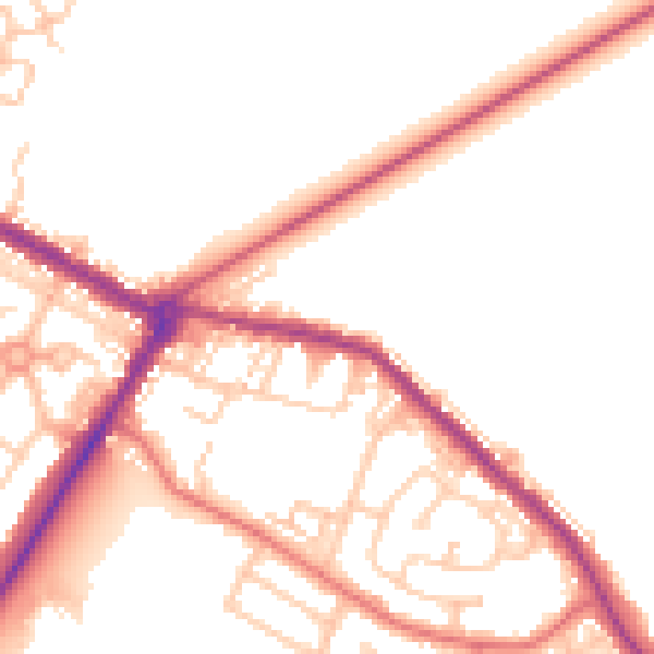 Daytime road noise heatmap for NE25 0AP