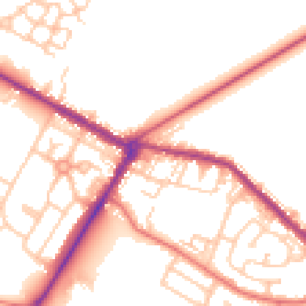 Daytime road noise heatmap for NE25 0AQ