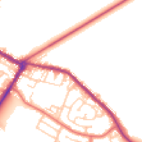 Daytime road noise heatmap for NE25 0AR