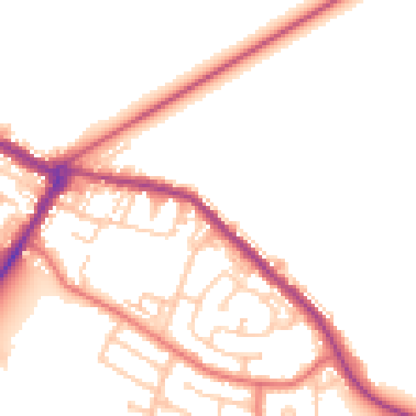 Daytime road noise heatmap for NE25 0AS