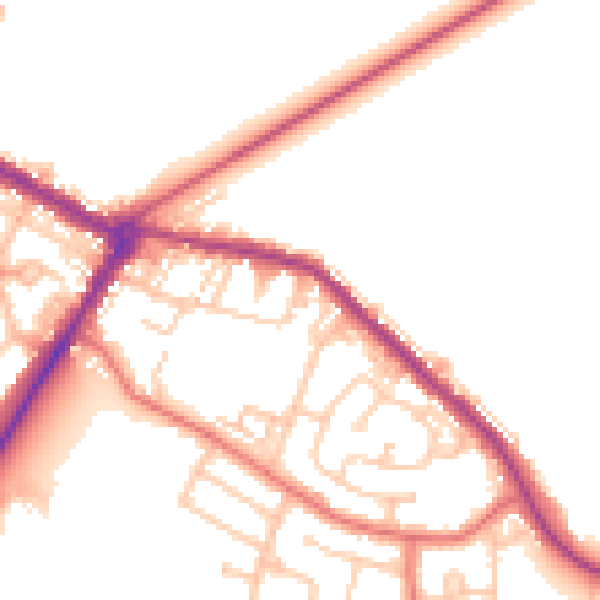 Daytime road noise heatmap for NE25 0AW