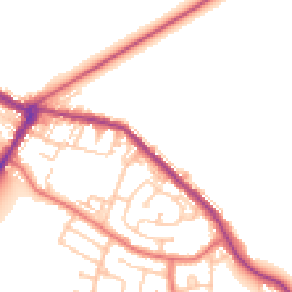 Daytime road noise heatmap for NE25 0AX