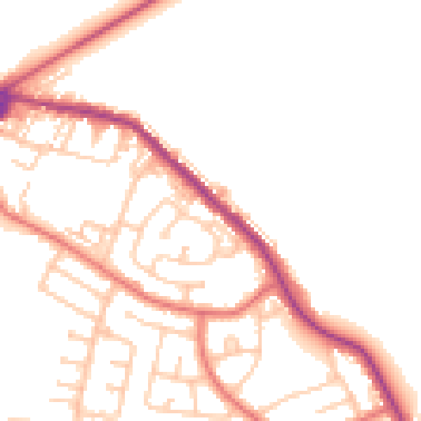 Daytime road noise heatmap for NE25 0BA