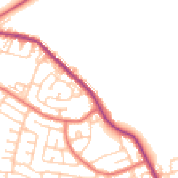 Daytime road noise heatmap for NE25 0BE