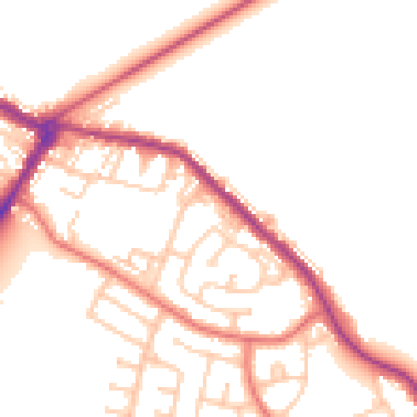 Daytime road noise heatmap for NE25 0BF
