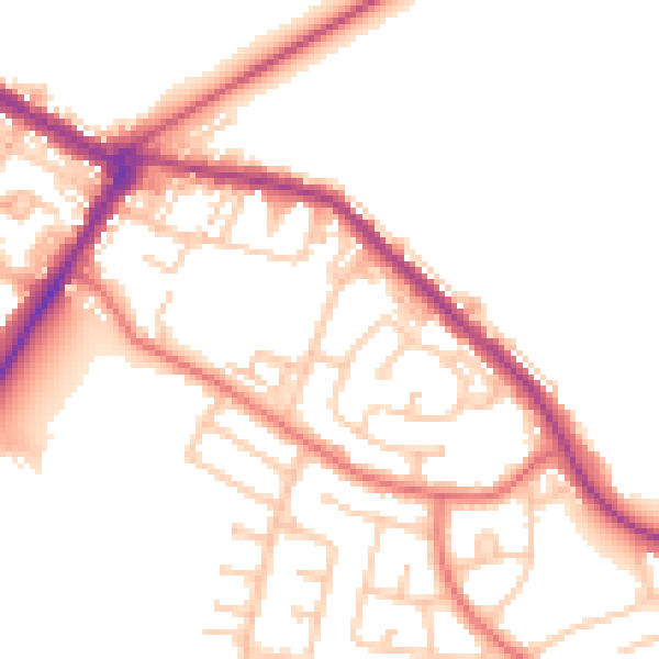 Daytime road noise heatmap for NE25 0BH