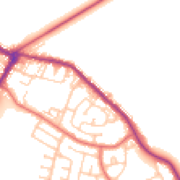 Daytime road noise heatmap for NE25 0BJ