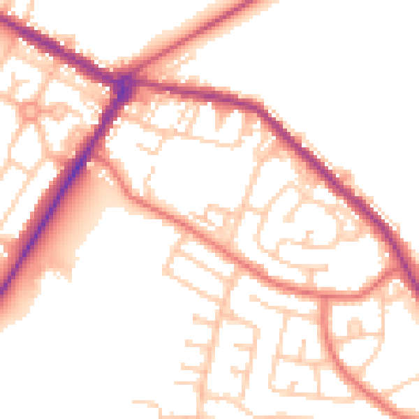 Daytime road noise heatmap for NE25 0BL