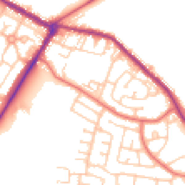 Daytime road noise heatmap for NE25 0BN
