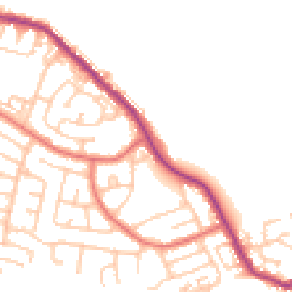 Daytime road noise heatmap for NE25 0BQ