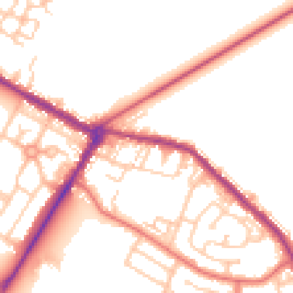 Daytime road noise heatmap for NE25 0BR