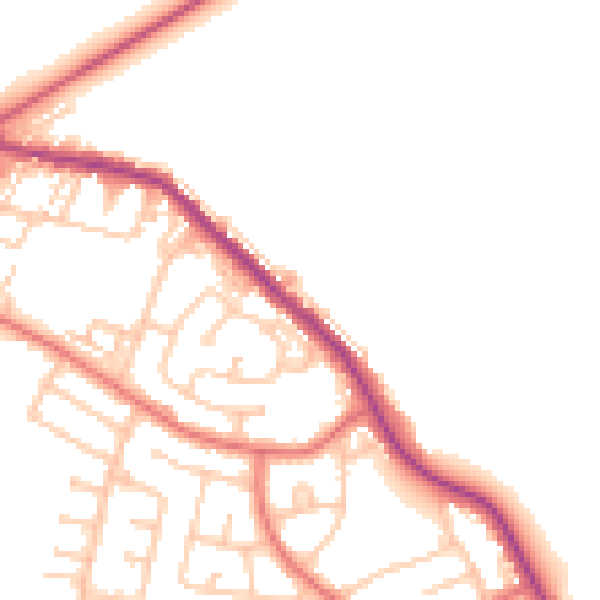 Daytime road noise heatmap for NE25 0BT