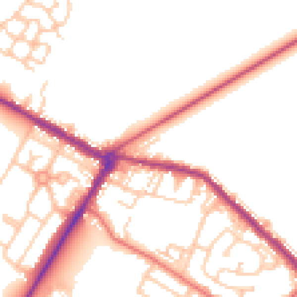 Daytime road noise heatmap for NE25 0BU