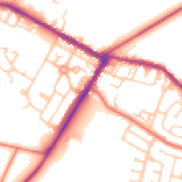 Daytime road noise heatmap for NE25 0BX
