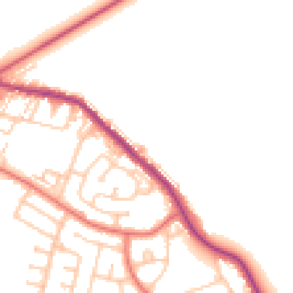Daytime road noise heatmap for NE25 0BY