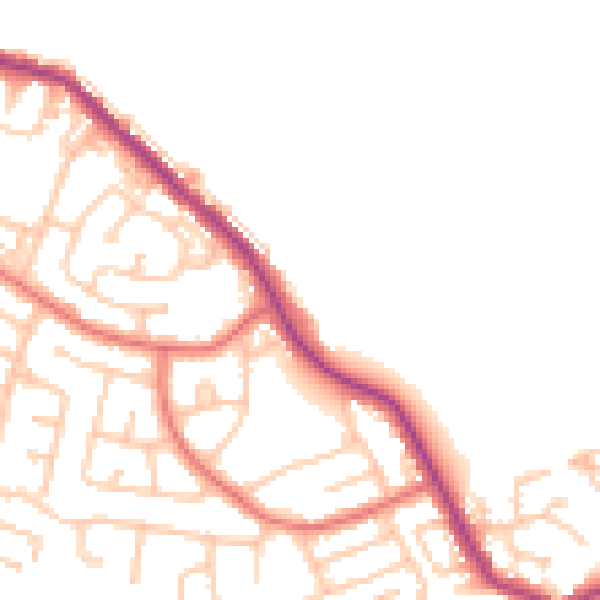 Daytime road noise heatmap for NE25 0BZ