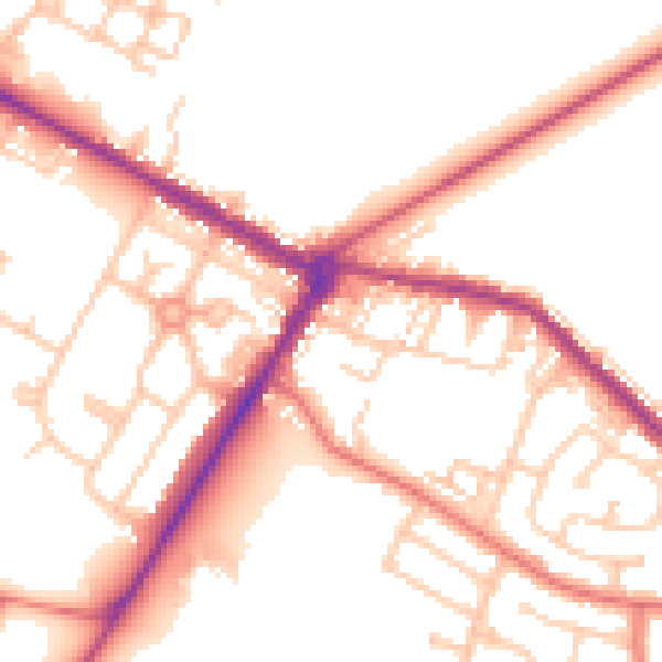 Daytime road noise heatmap for NE25 0DD