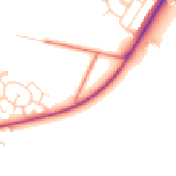 Daytime road noise heatmap for NE25 0DF