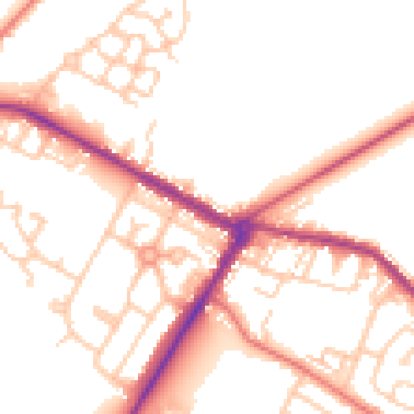 Daytime road noise heatmap for NE25 0DJ