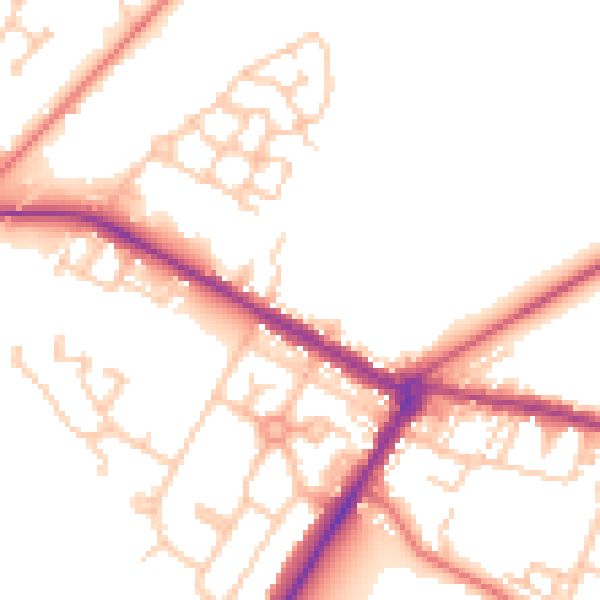 Daytime road noise heatmap for NE25 0DR