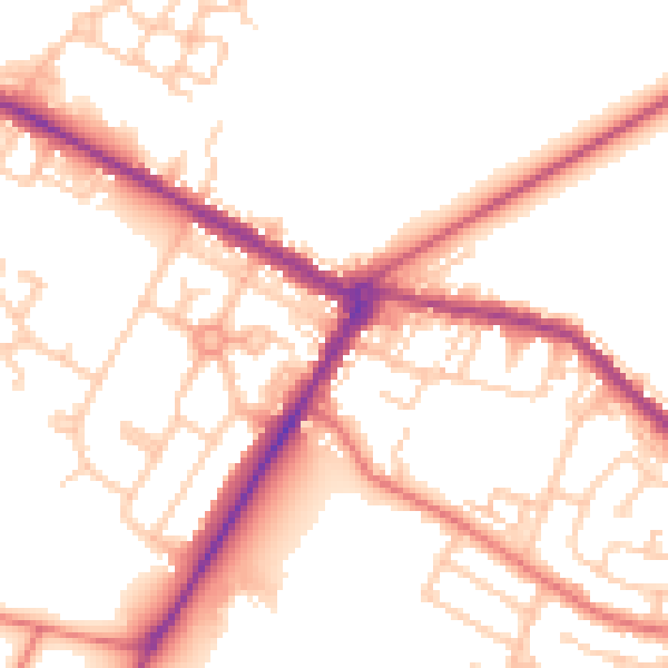 Daytime road noise heatmap for NE25 0DU