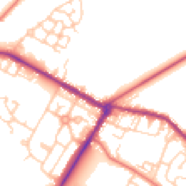 Daytime road noise heatmap for NE25 0DW