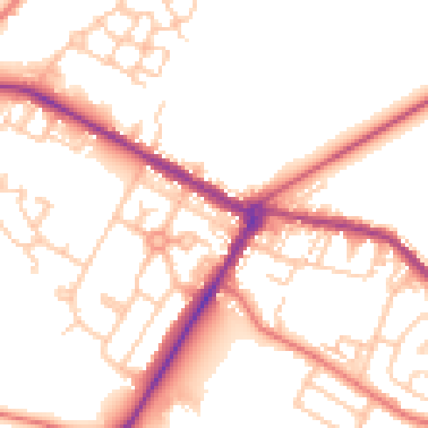 Daytime road noise heatmap for NE25 0DY