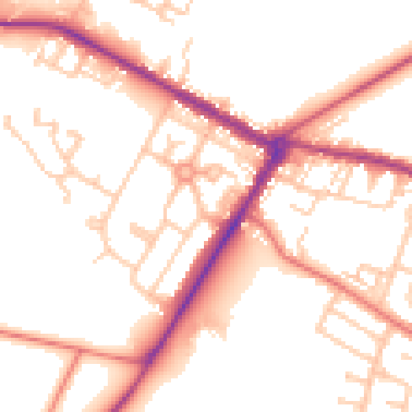 Daytime road noise heatmap for NE25 0EF