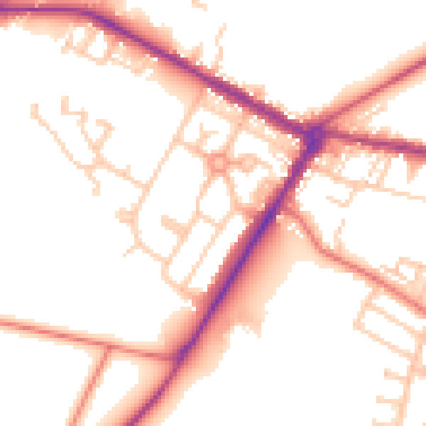 Daytime road noise heatmap for NE25 0EJ